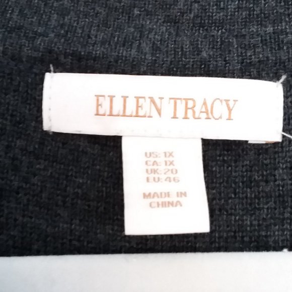 Ellen Tracy Long Button Front Wool Blend Cardigan Coat Gray Size 1X - Picture 3 of 8